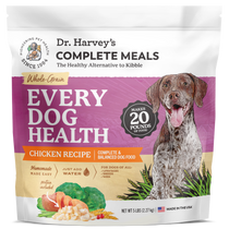 Dr. Harvey's Every Dog Health Whole-Grain Chicken Recipe complete dog food, 5 lb bag with a German Shorthaired Pointer