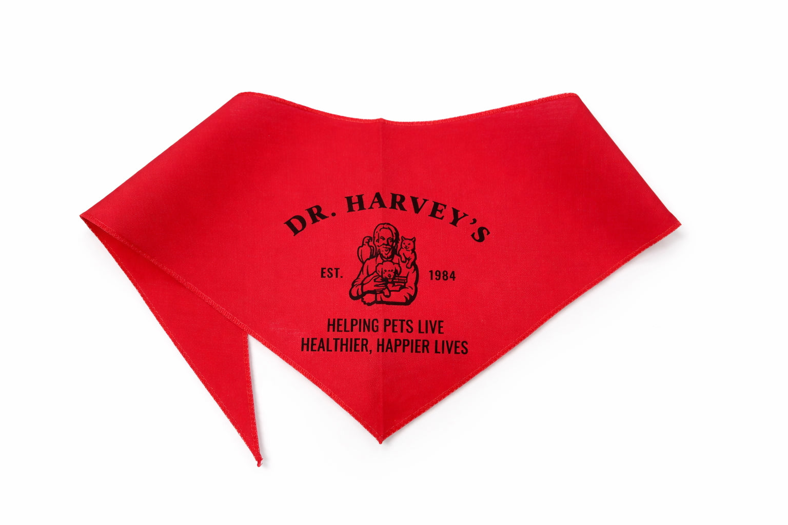 Red Dr. Harvey's pet bandana, Est. 1984, 